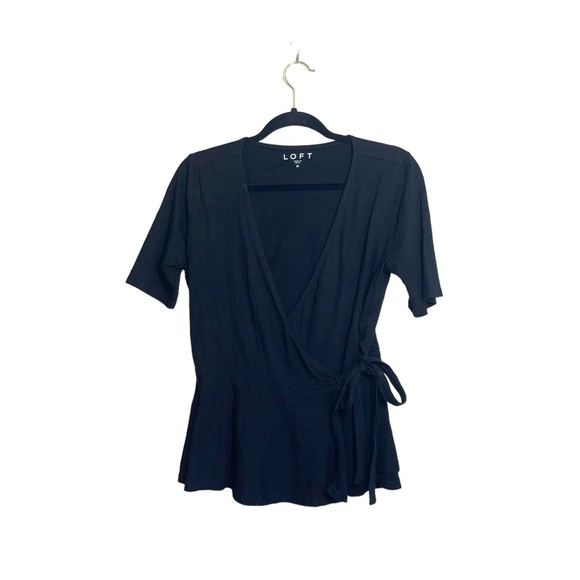 LOFT Black Short Sleeve Wrap Top - Picture 10 of 10